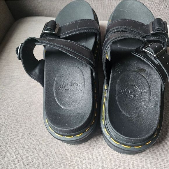 Dr Martens MYLES BRANDO LEATHER BUCKLE SLIDE SANDALS sz 11, like new main image 5